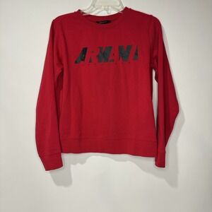 A|X Armani Exchange Red Big Logo Crewneck Lightweight Sweatshirt. Spring Summer